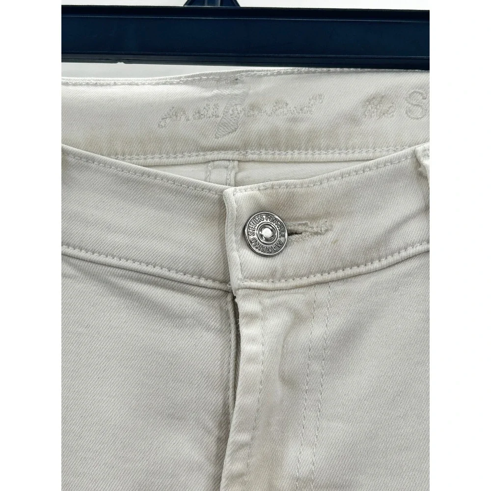 7 For All Mankind White Skinny Jeans Size 27 Stretch Designer Denim Low Rise